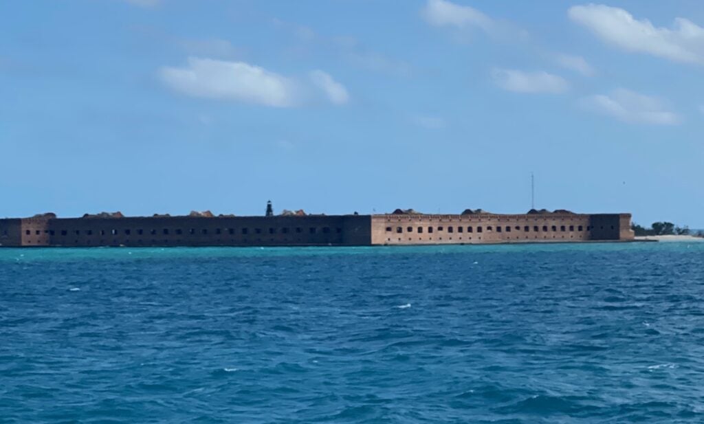 ocean view with fort jefferson in the background at Dry Tortugas National Park