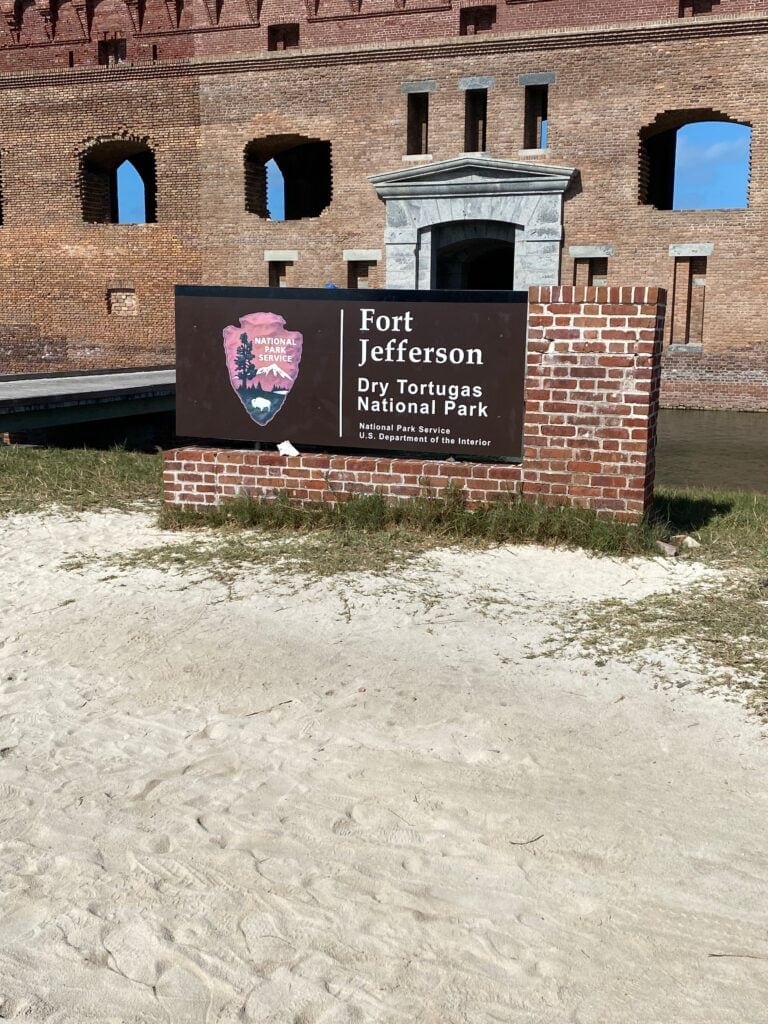 Sign that says Fort Jefferson Dry Tortugas National Park