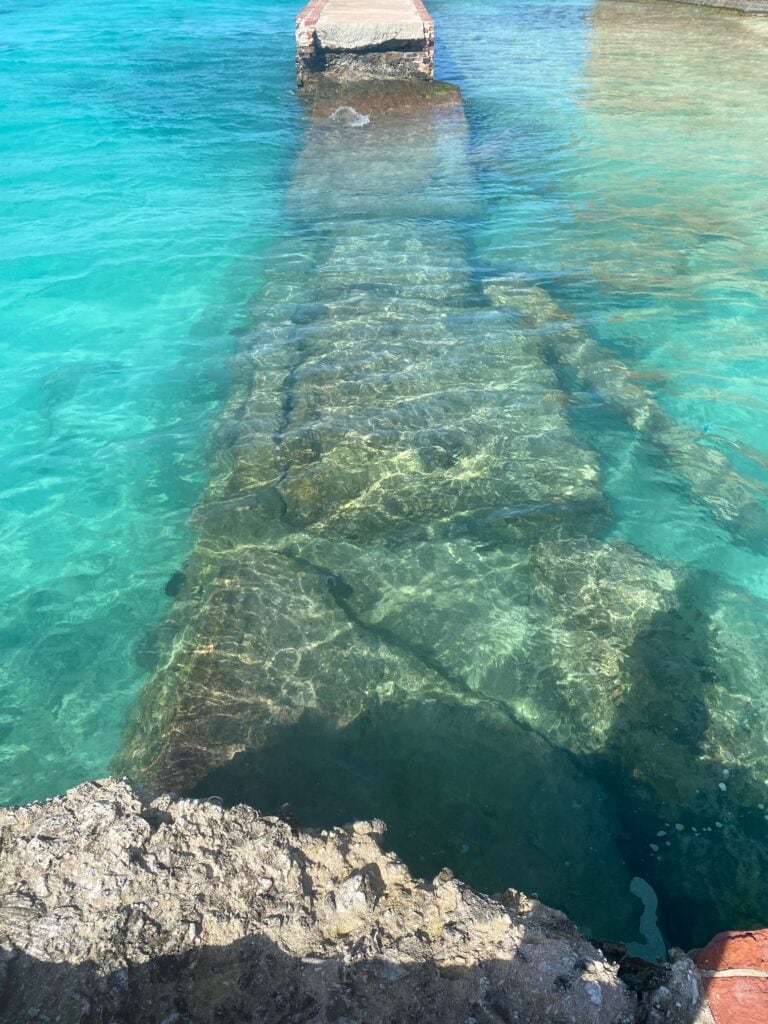 damaged moat walk from hurricane damage