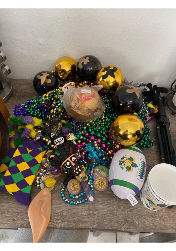 A heap of Mardi Gras Beads