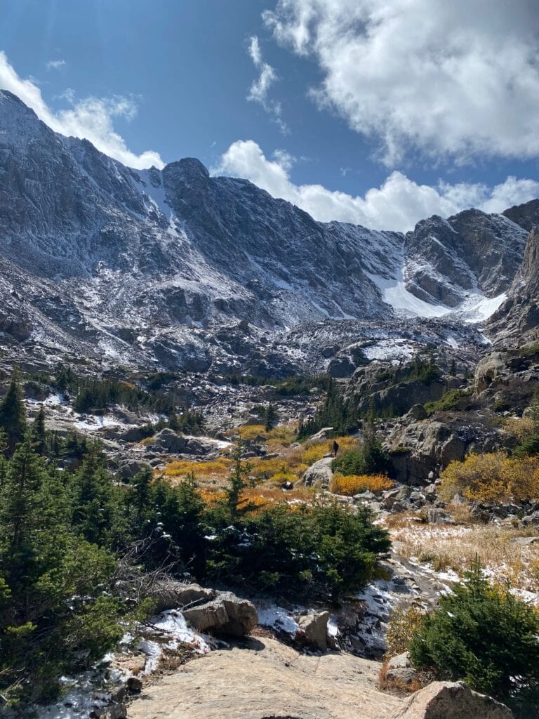 mountainous backdrop with yellow foliage in front