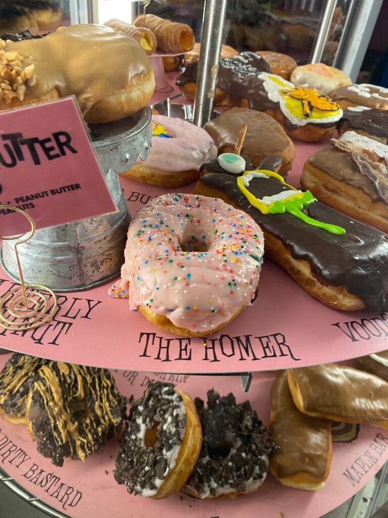 pile of donuts, middle one is 